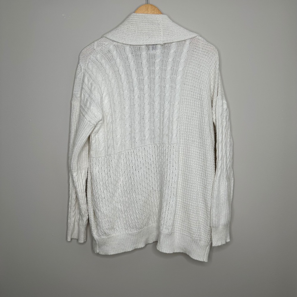 Joie Cream Cable Knit Open Front Cardigan Sweater Pockets Womens Size M - Picture 7 of 8